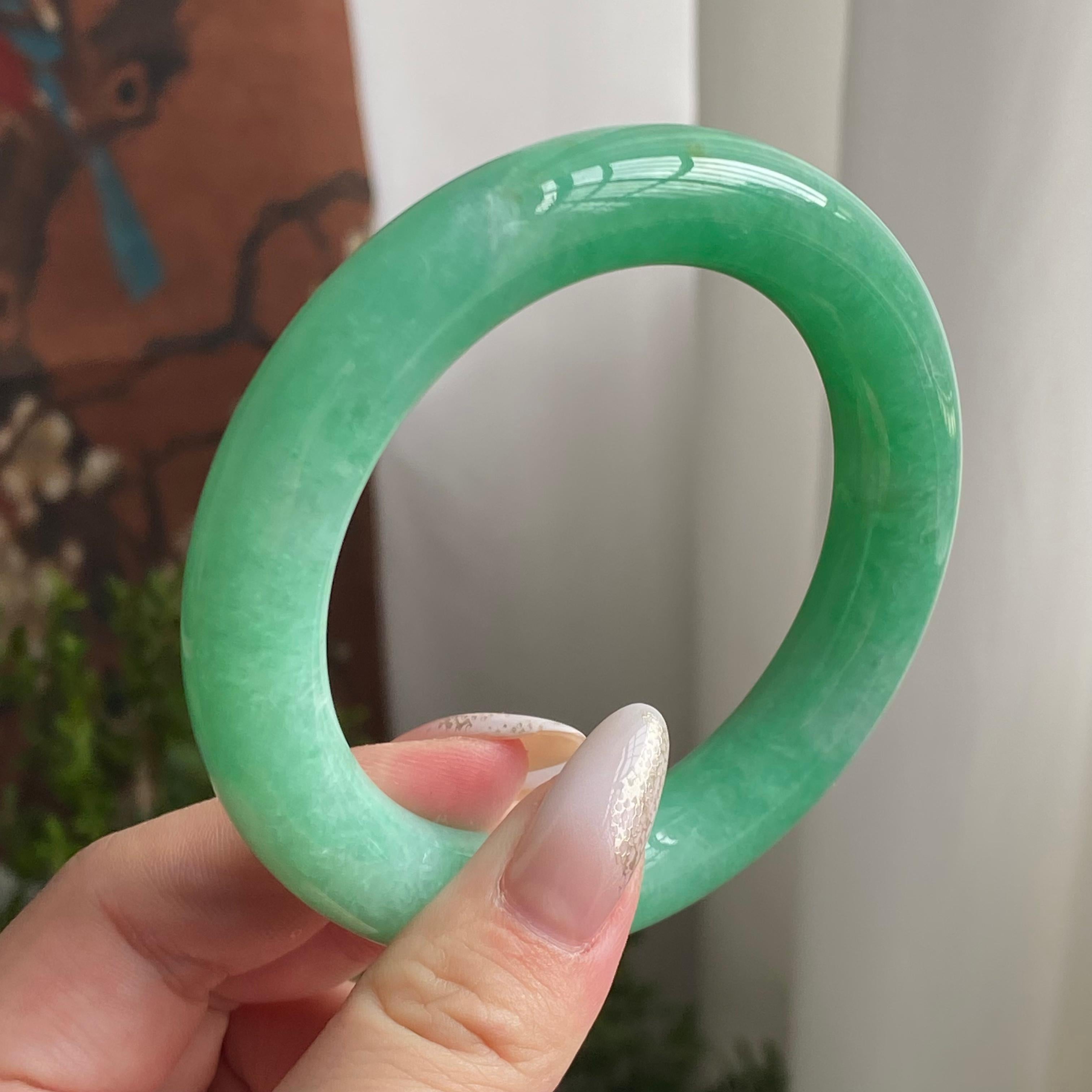 细糯种满绿圆条手镯（58圈）（yc209408）