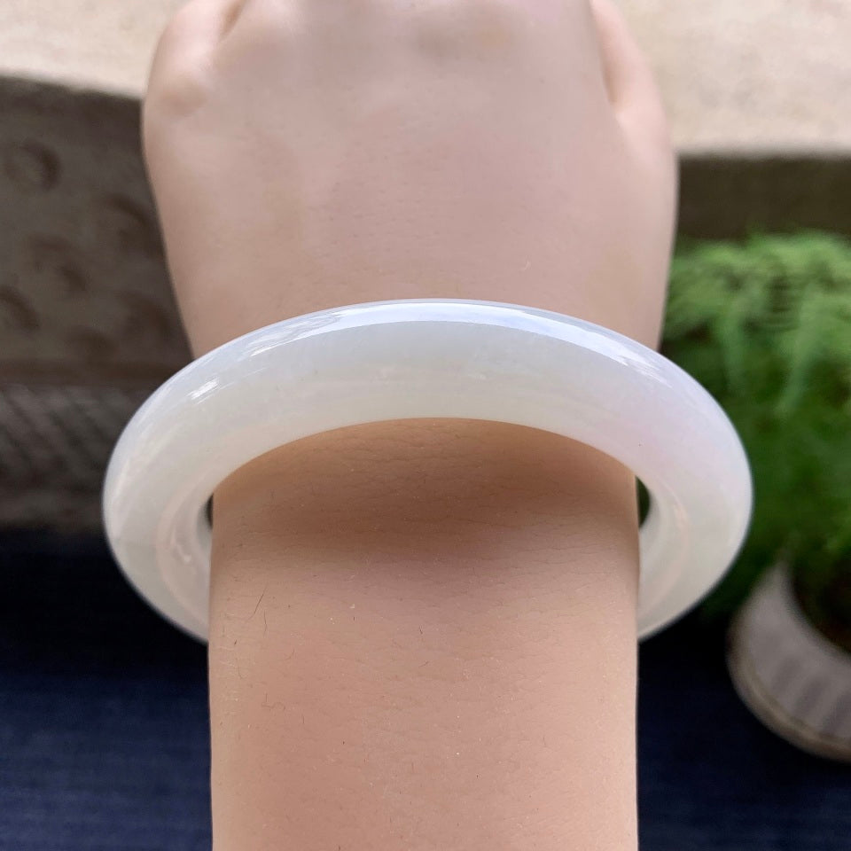 细糯种无色圆条手镯（56.7mm）（yc096598）