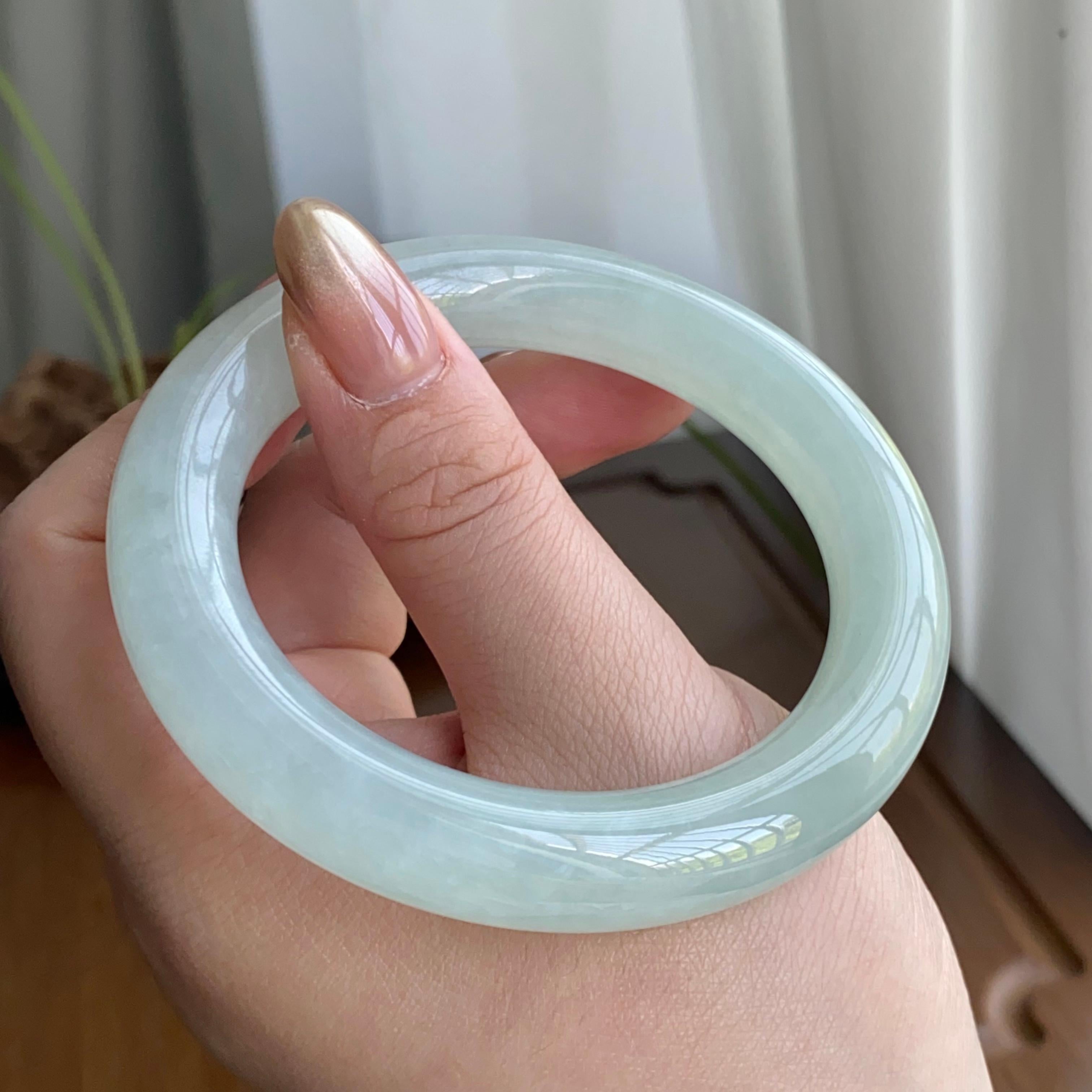 糯冰种晴底圆条手镯（55圈）（yc258185）