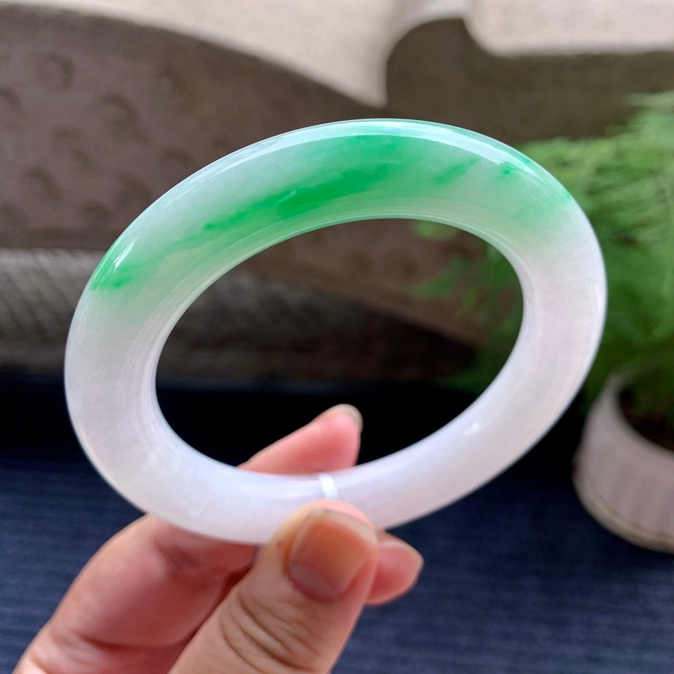 细糯种飘阳绿圆条手镯（58.3mm）（yc107275）