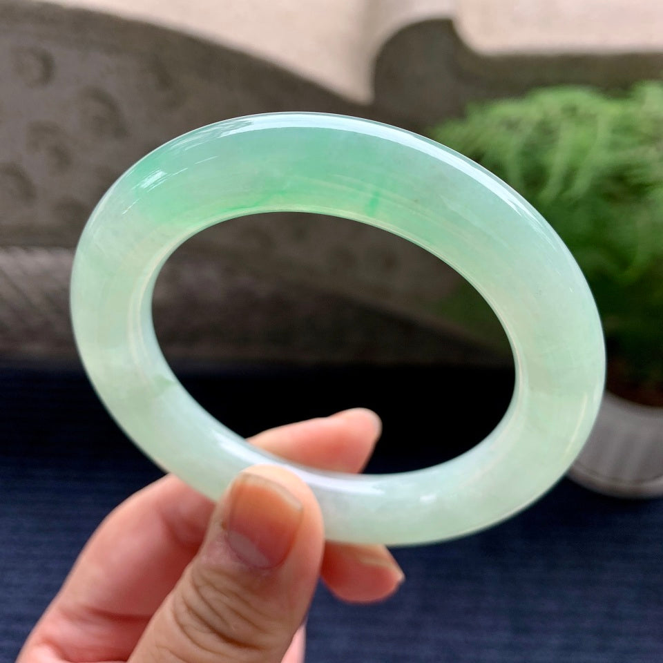 糯冰种晴水圆条手镯（55mm）（yc081931）