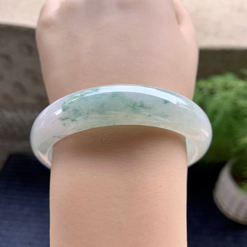 糯冰种飘花平安镯（58mm）（yc098153）