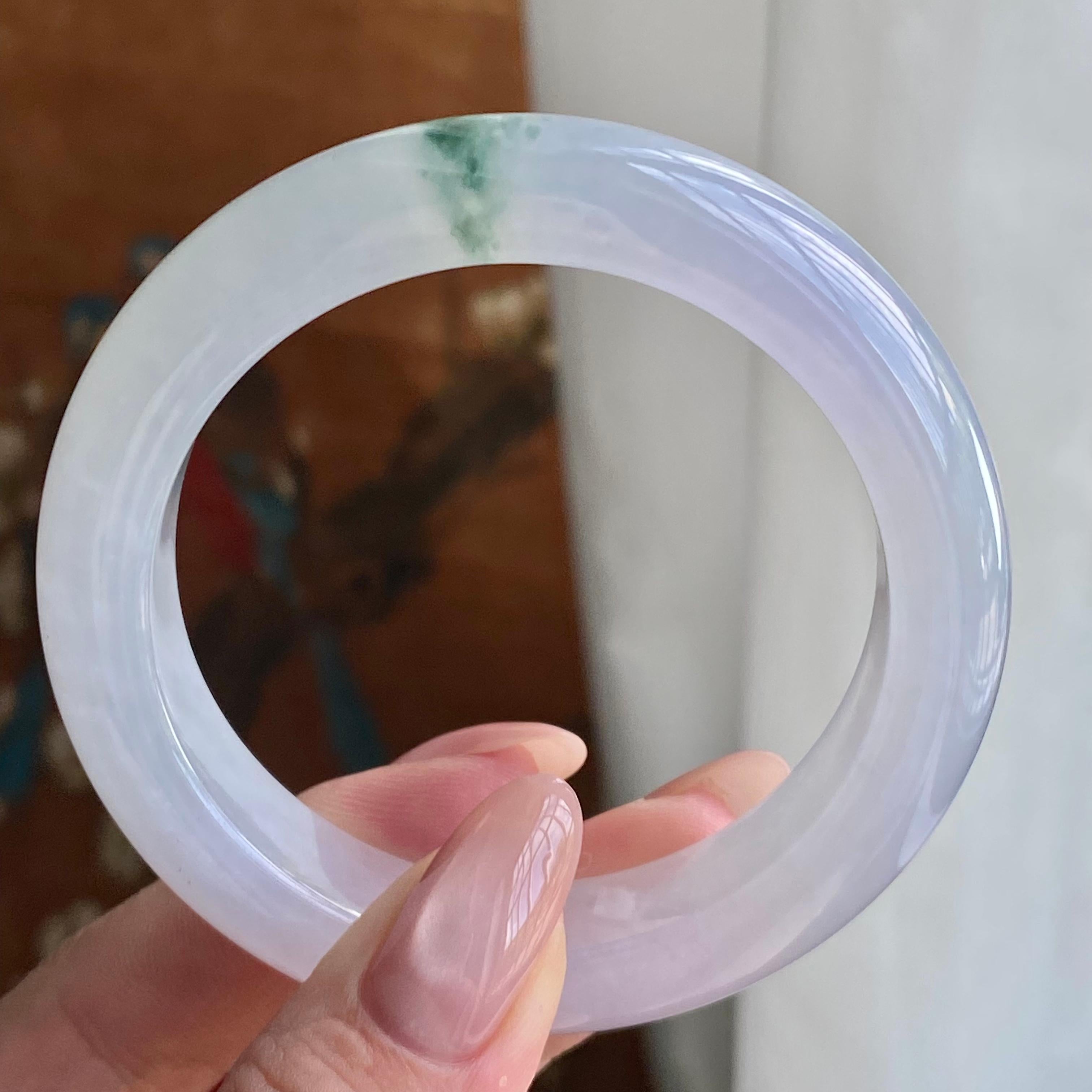 冰种淡春彩飘花平安镯（54圈）（yc228988）