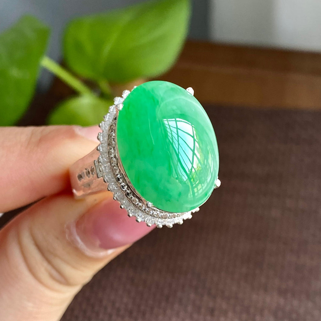 细糯种满绿裸石蛋面（yc282904）