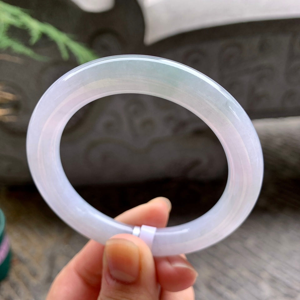 糯化淡粉底晴水圆条手镯（53.5mm）（yc016973）