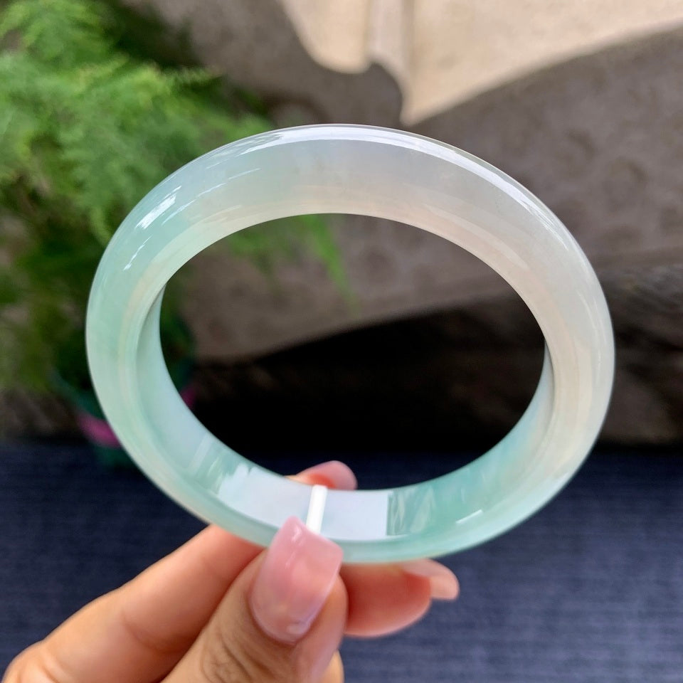 糯冰种蓝水平安镯（57.6mm）（yc097374）