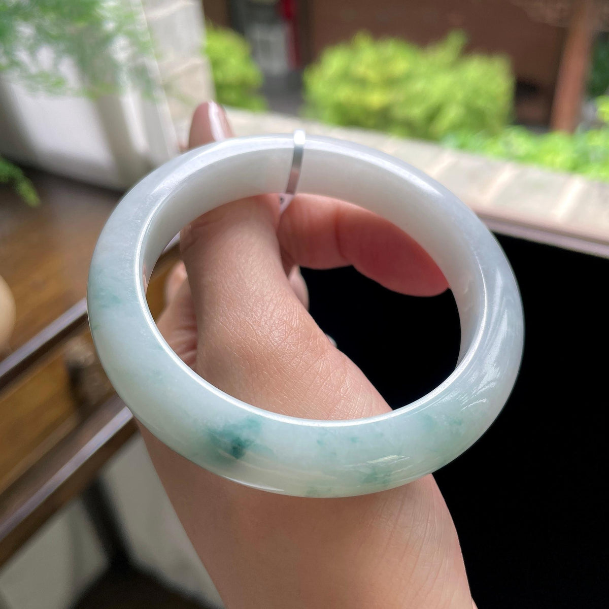 细糯种牛奶底飘花正圈平安镯 56圈（yc709468）