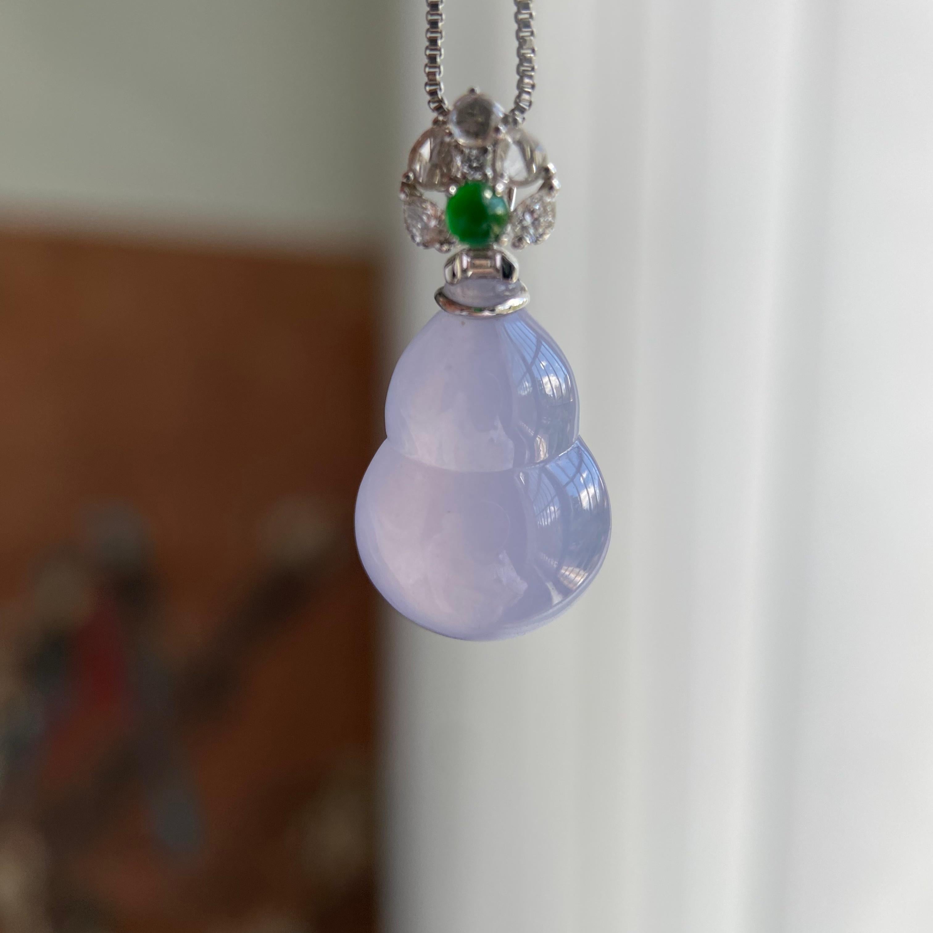 18k金钻镶冰种紫罗兰葫芦吊坠（yc209949）