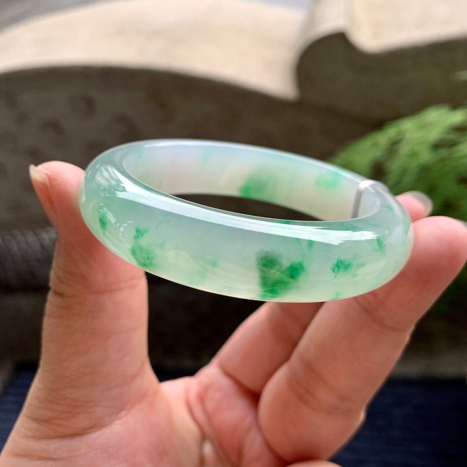 糯冰种飘花平安镯（51.2mm）（yc096244）