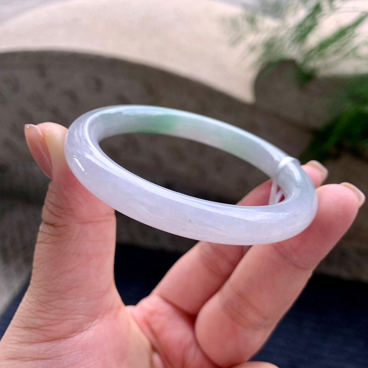 细糯种飘绿圆条手镯 55圈口 （yc705875）