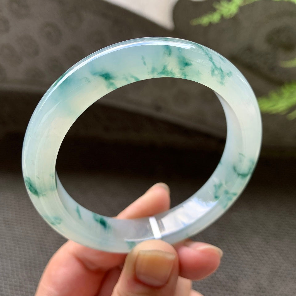 糯冰飘花平安镯（56.6mm）（yc029707）