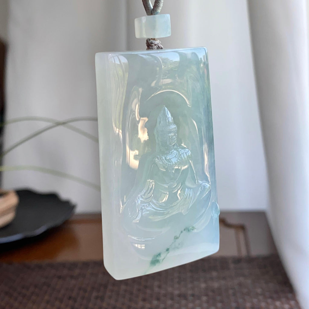 糯冰种飘花观音牌吊坠（yc265648）