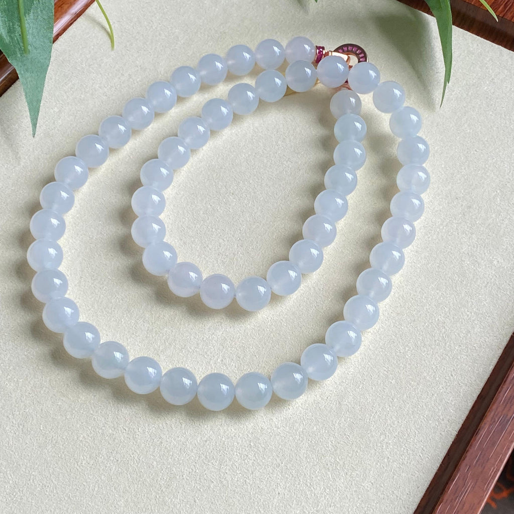 糯冰种白月光珠链（56颗）（yc195190）