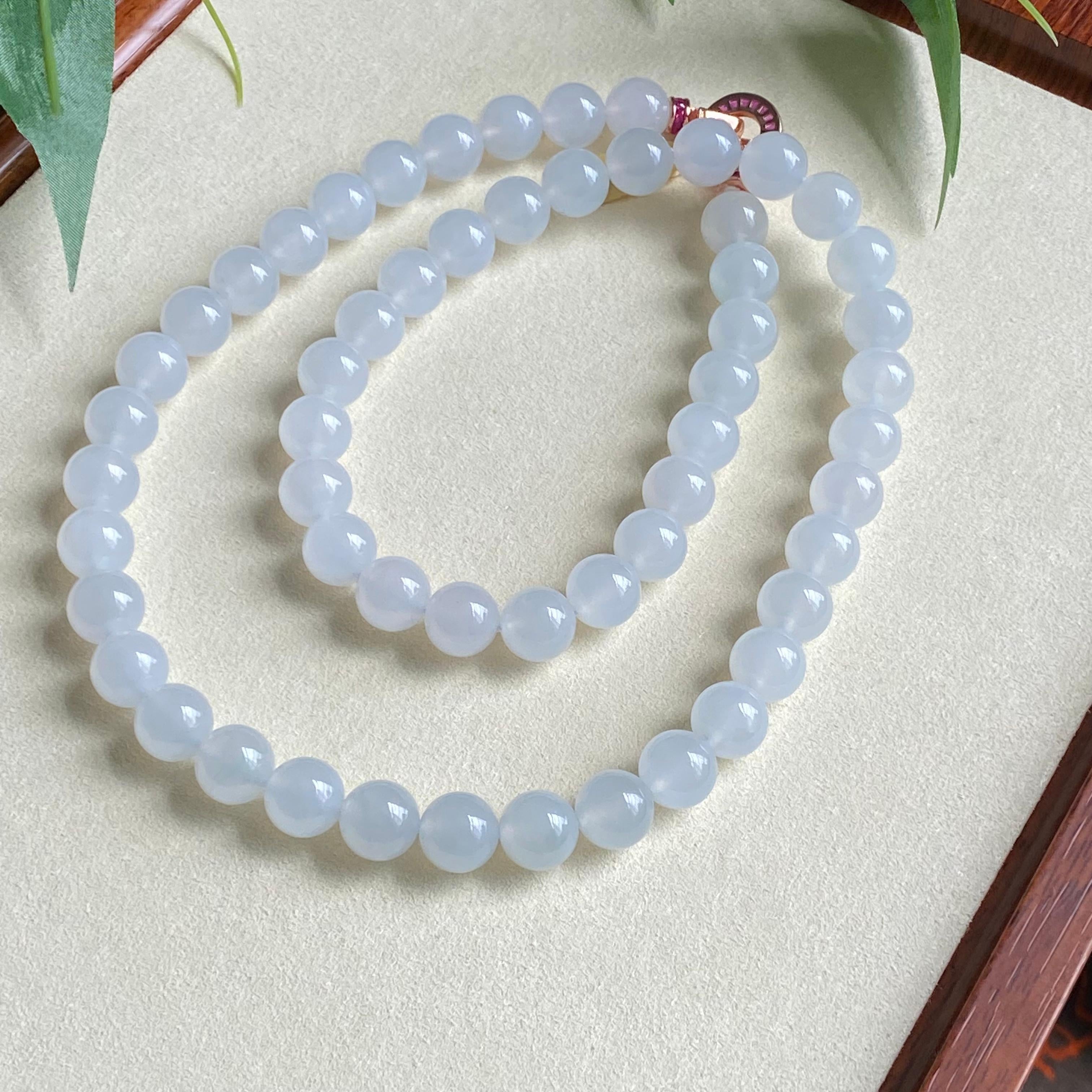 糯冰种白月光珠链（56颗）（yc195190）