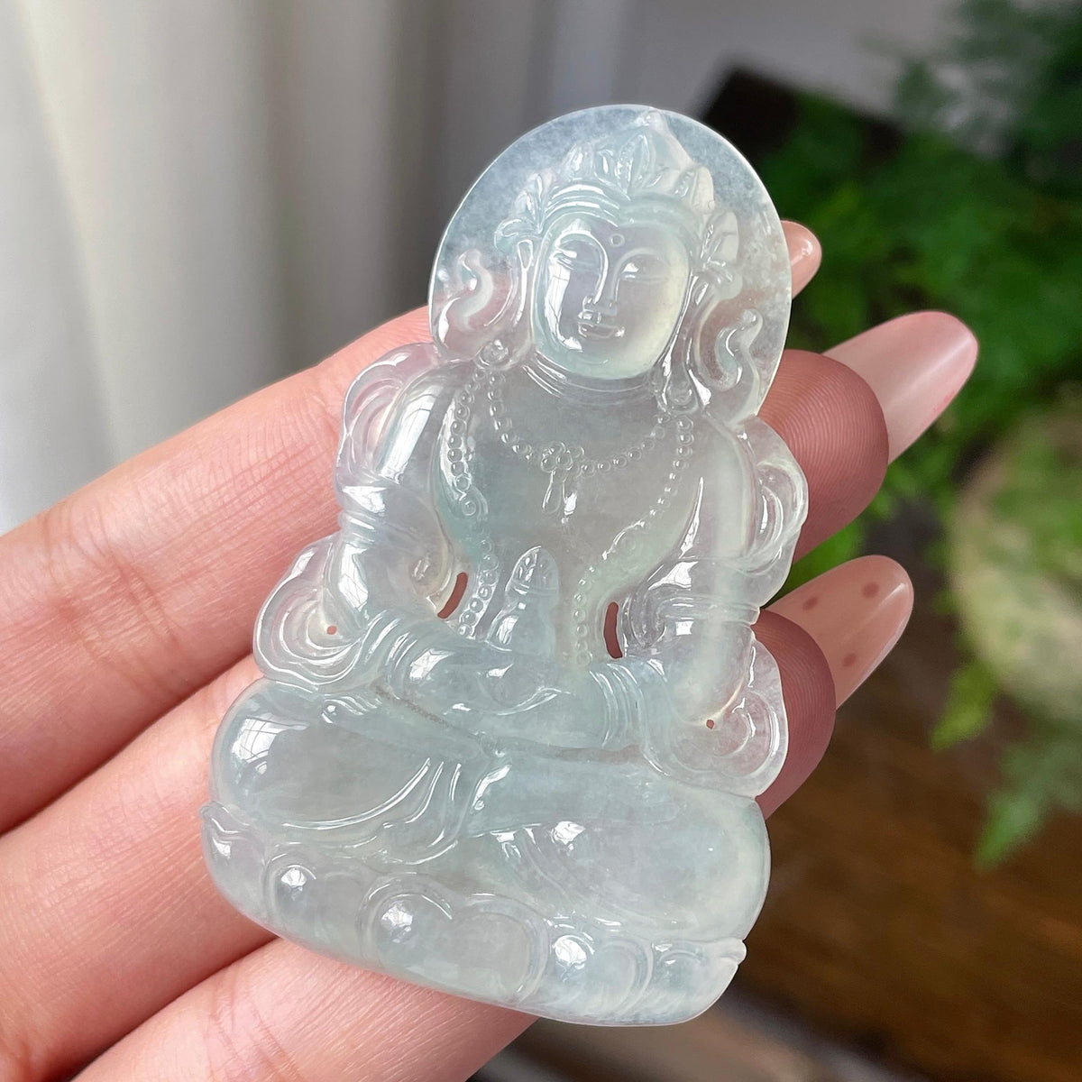 糯冰种冰晴底度母吊坠（yc710682）