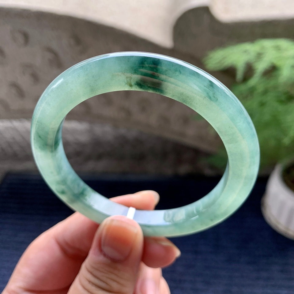 细糯种油青飘花泥鳅背手镯（56.5mm）（yc096600）