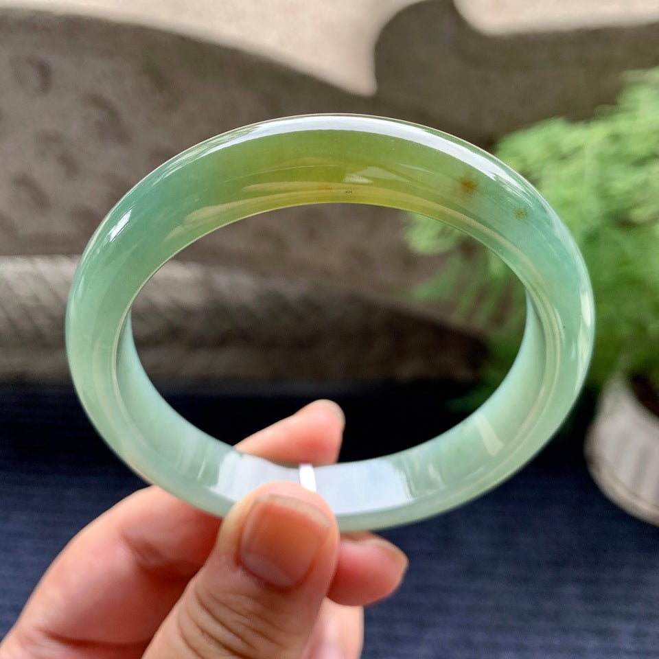 细糯种晴底飘黄翡平安镯（58.8mm）（yc101924）