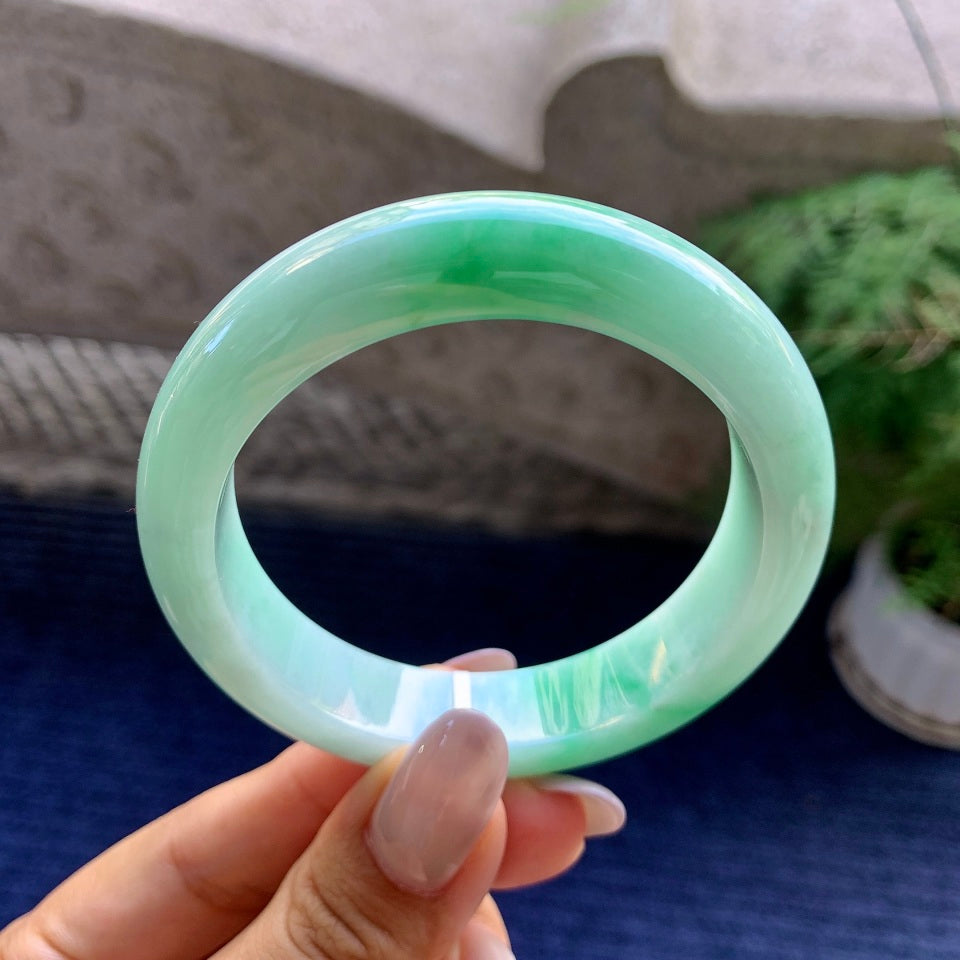 细糯种翠绿平安镯（55.3mm）（yc118762）