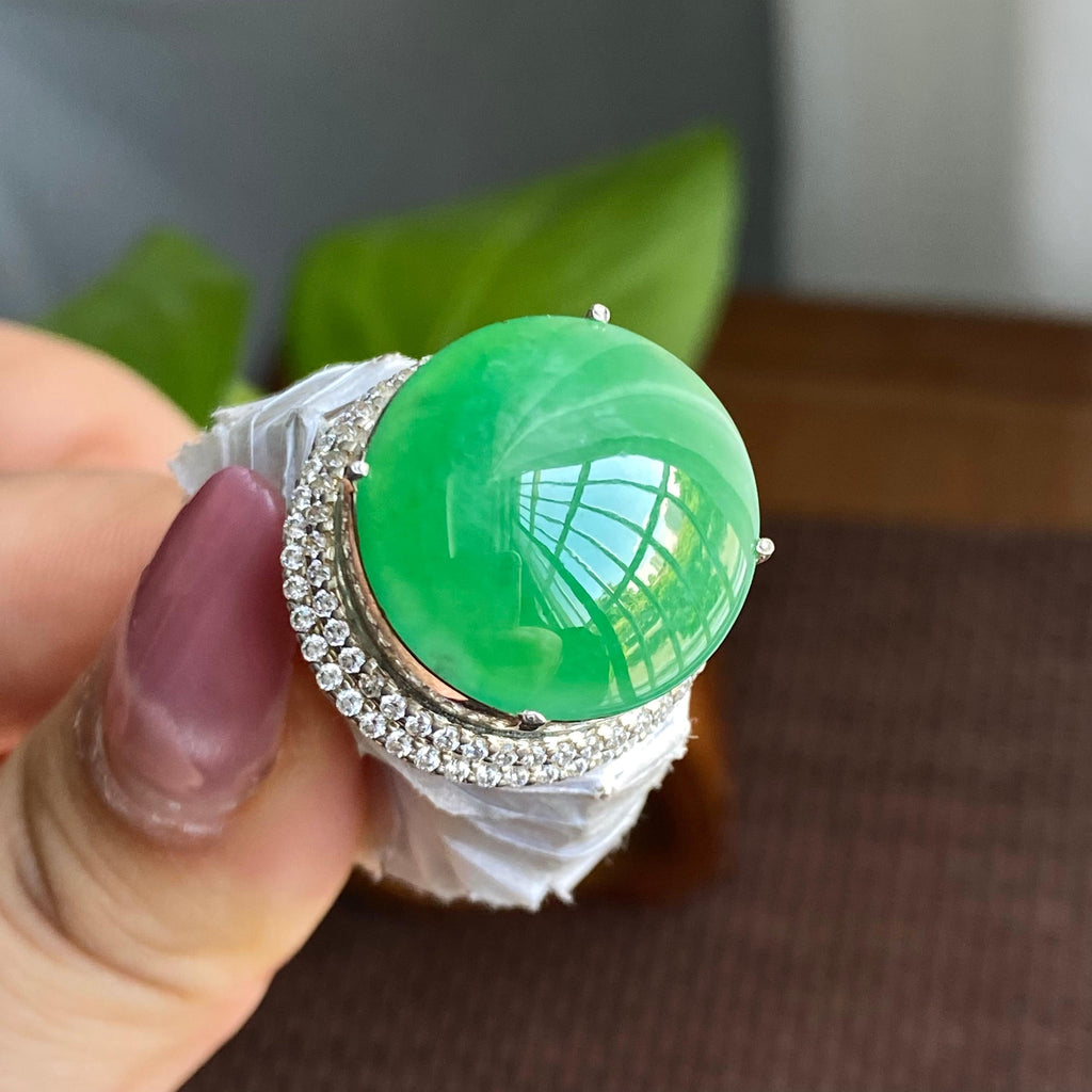 细糯种满绿裸石蛋面（yc282934）