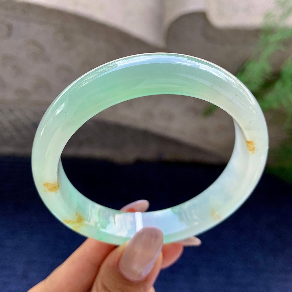 糯冰种晴水飘黄翡平安镯（58.8mm）（yc172334）
