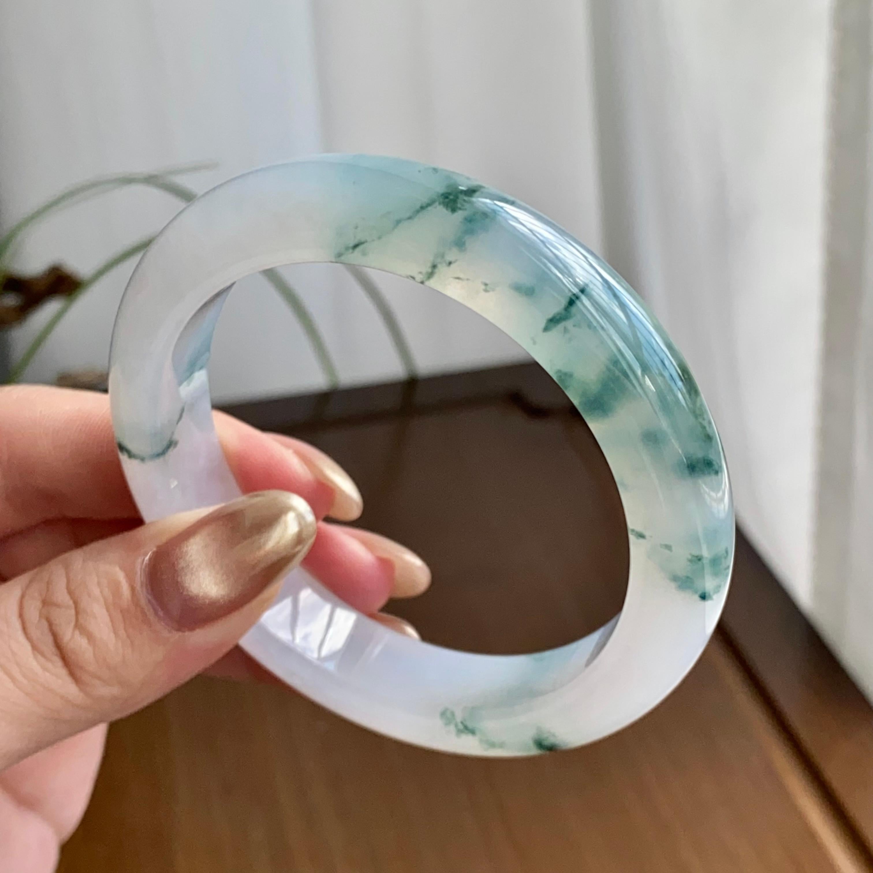 糯冰种飘花平安镯（56圈）（yc258950）