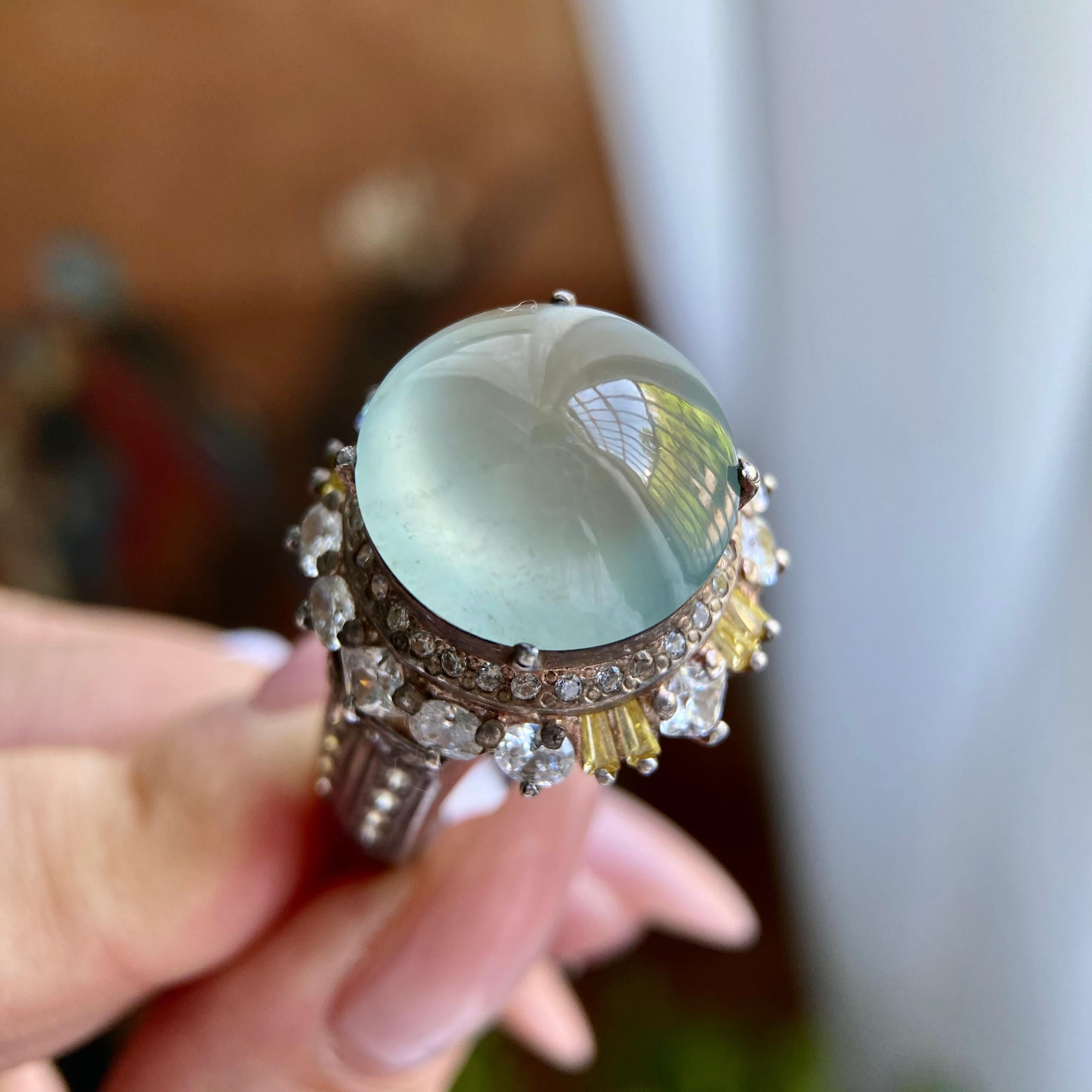 冰种正圆白月光戒面裸石（yc234334）