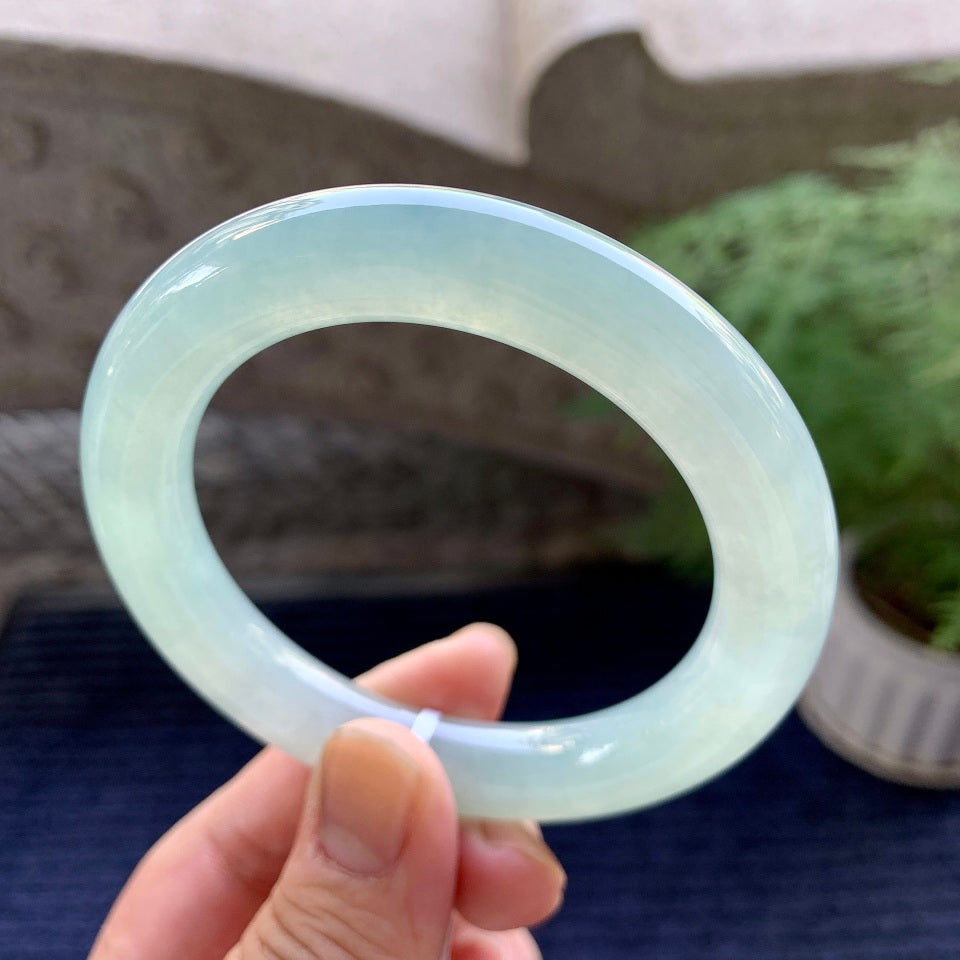 糯冰种晴水圆条手镯（55mm）（yc098517）