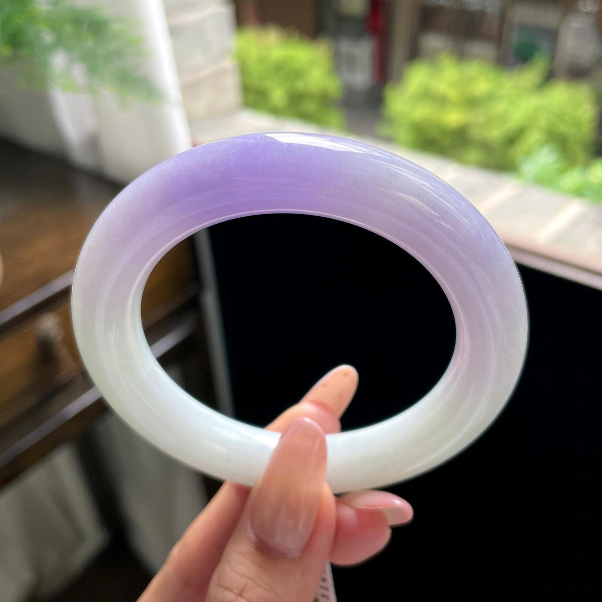 细糯种紫罗兰圆条 57.2圈 天然缅甸A货翡翠（yc703273）