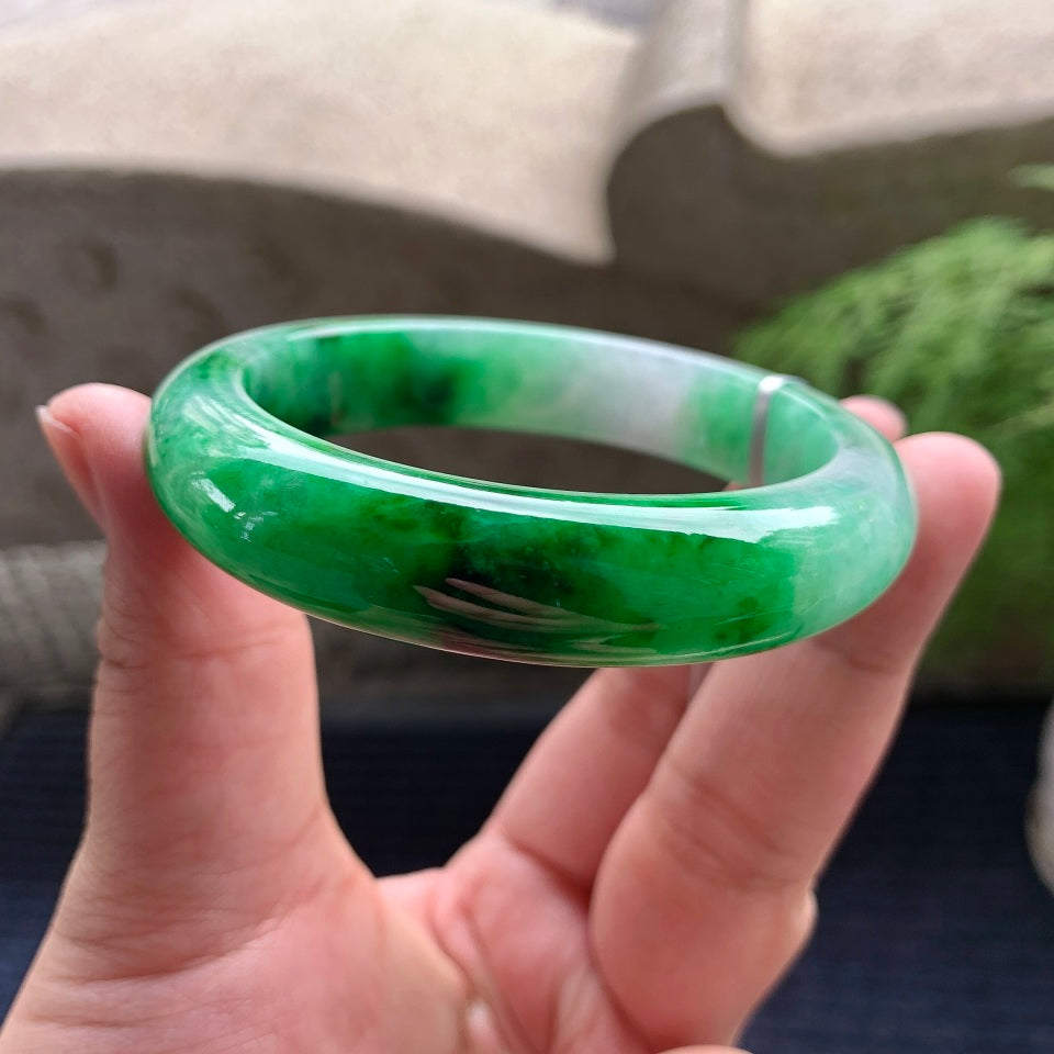 细糯种飘阳绿平安镯（56mm）（yc097824）