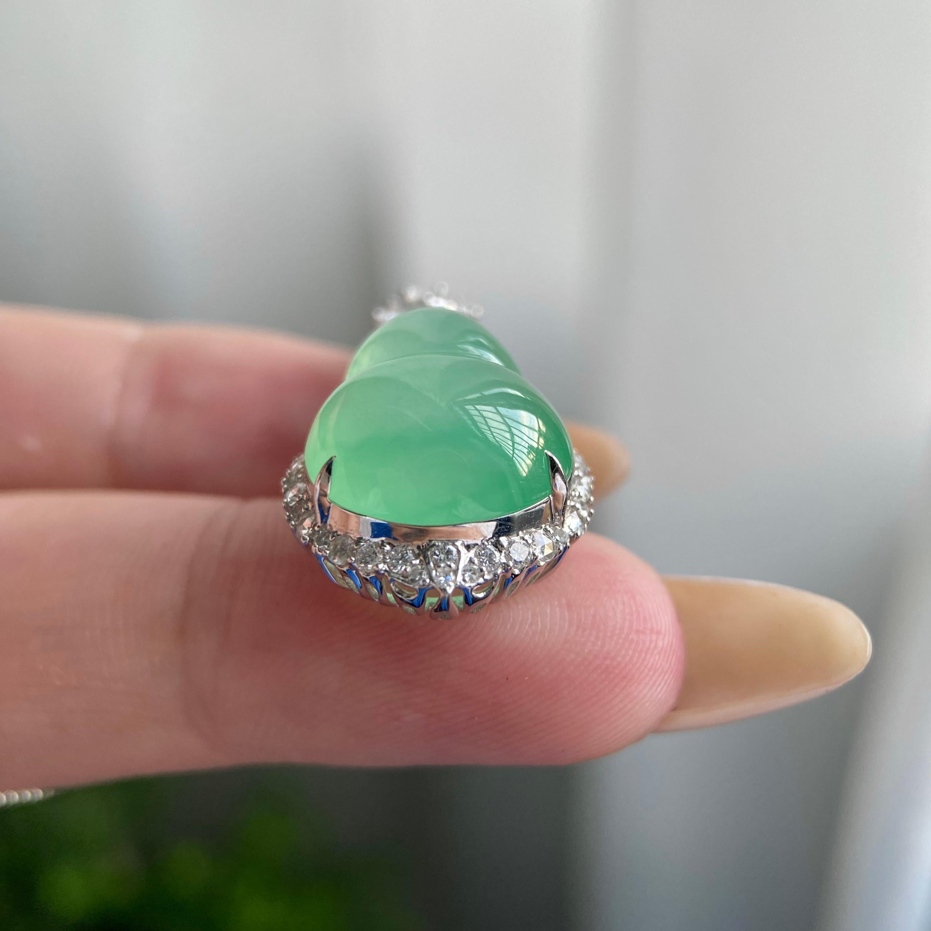 18k金钻镶冰种晴底葫芦吊坠（yc219254）