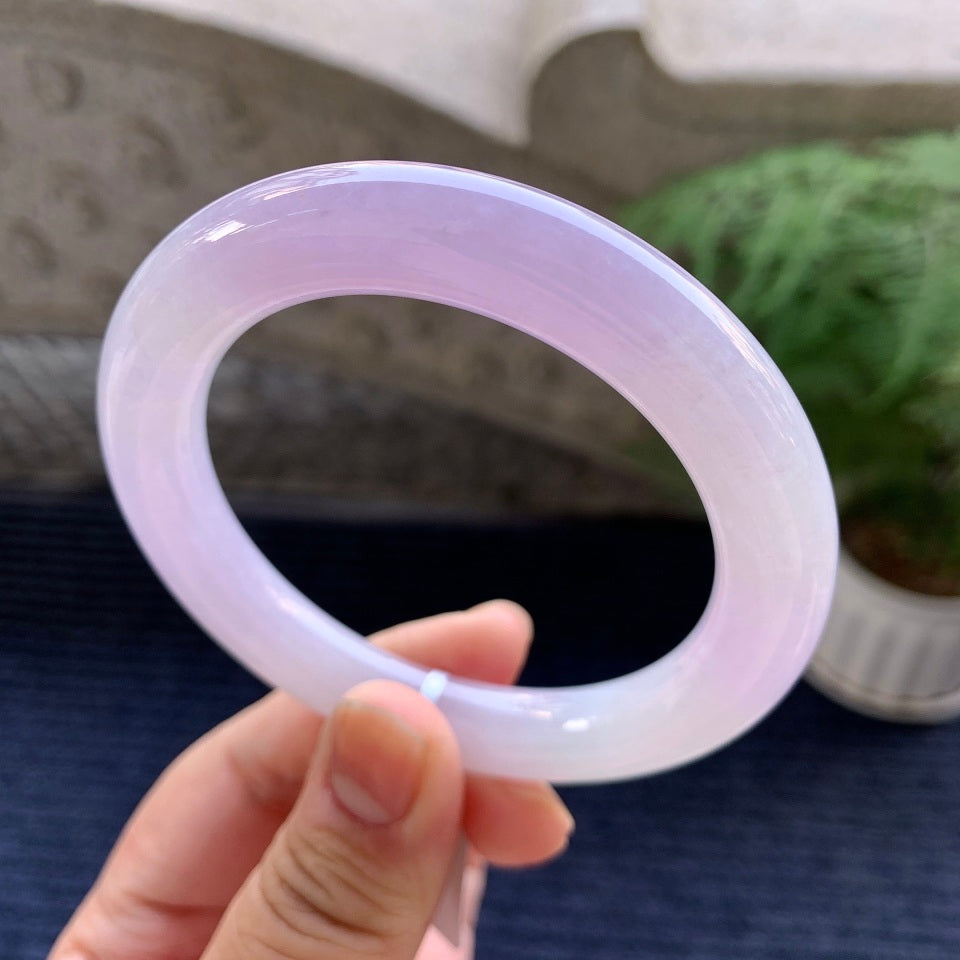 糯冰种紫罗兰圆条手镯（56.4mm）（yc079322）