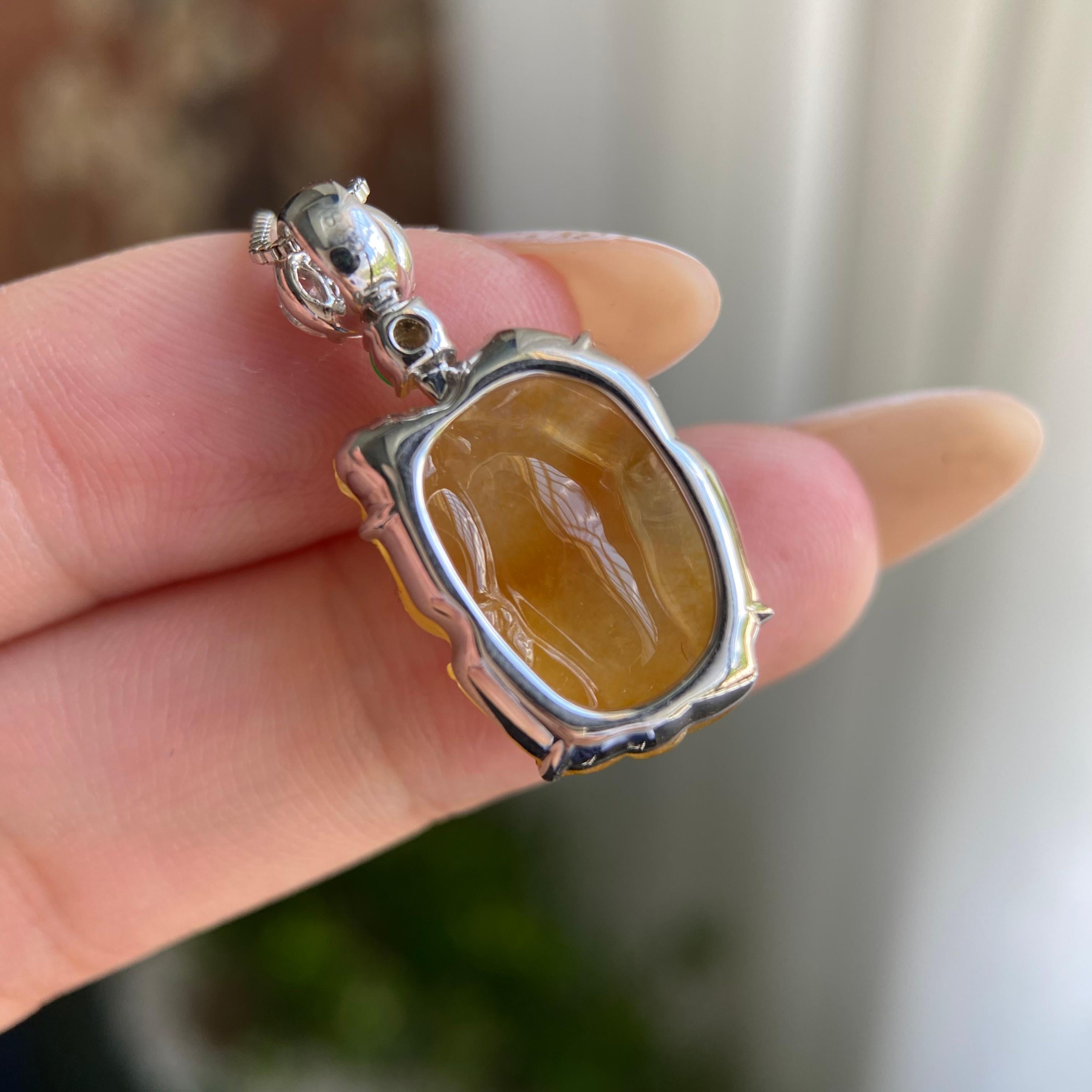 18k金钻镶冰种黄翡貔貅吊坠（yc209945）