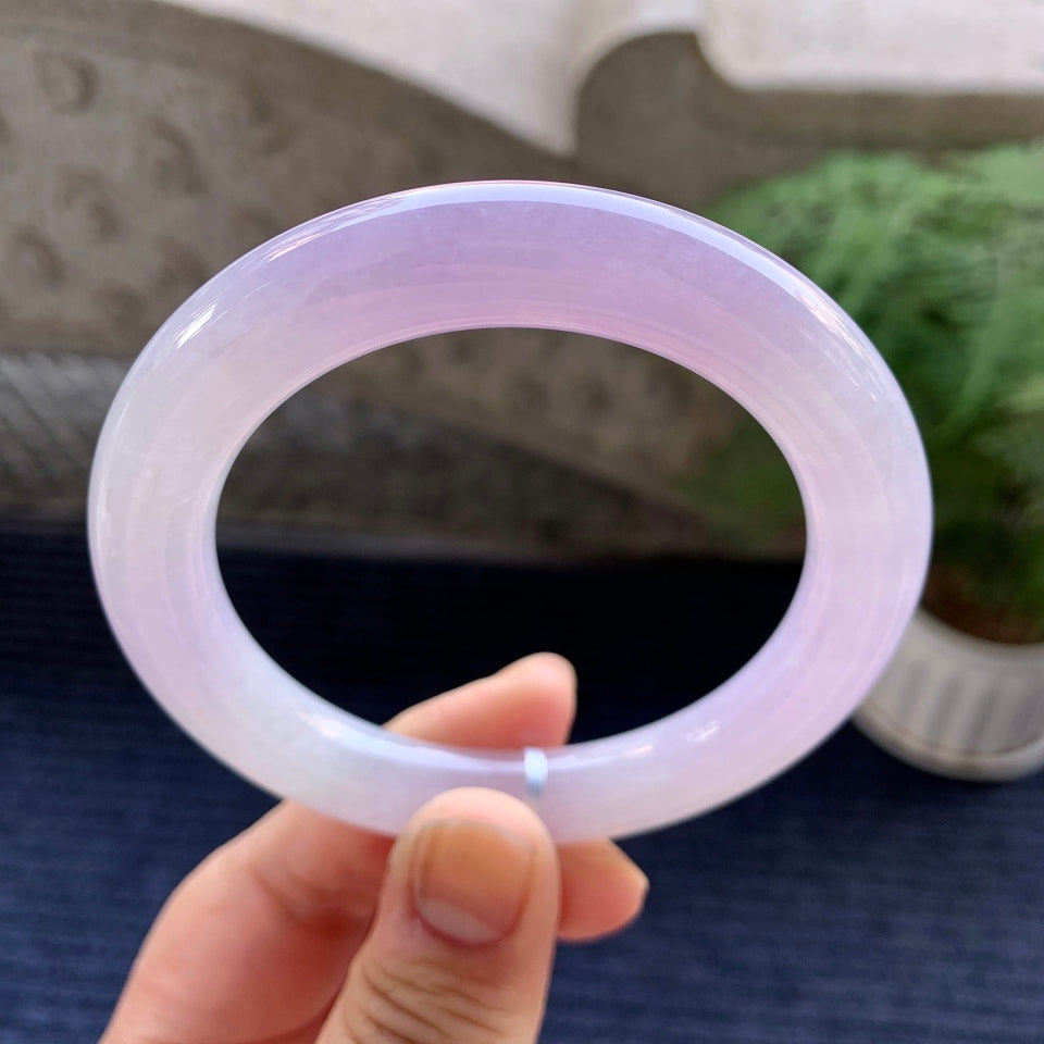 糯冰种紫罗兰圆条手镯（56.4mm）（yc079322）