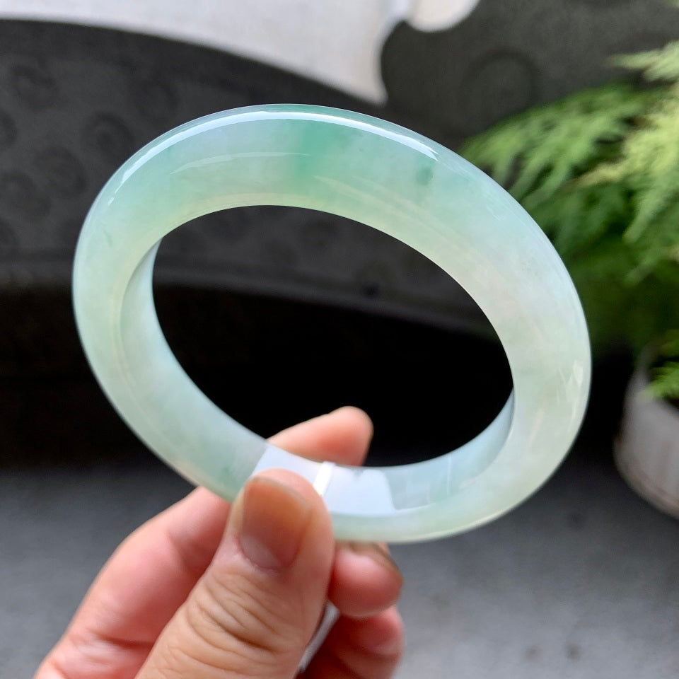 糯冰种飘花平安镯（59.4mm）（yc098115）