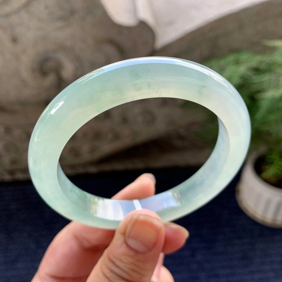 糯冰种晴水飘花平安镯（59.3mm）（yc090505）