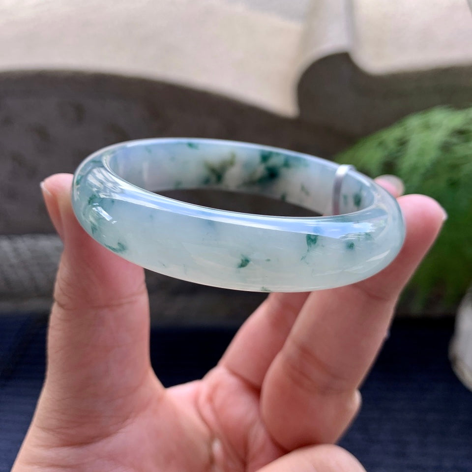 糯冰种飘花平安镯（54.3mm）（yc116060）
