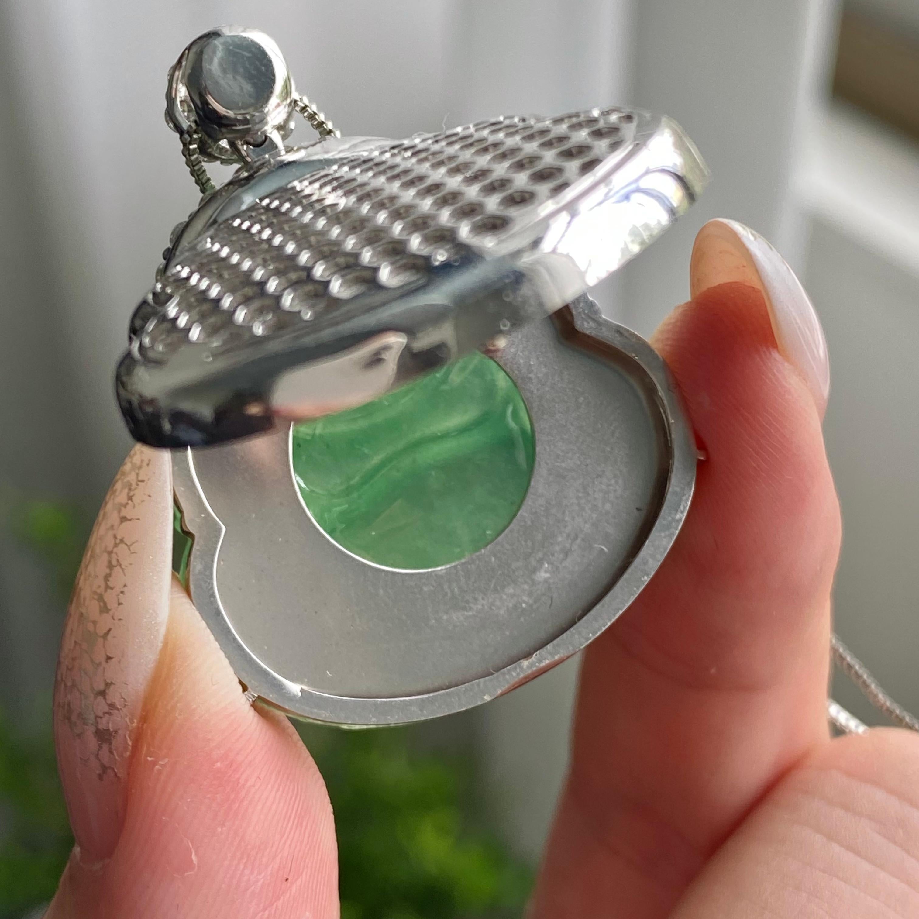 18k金钻镶冰种满绿佛公吊坠（yc206284）