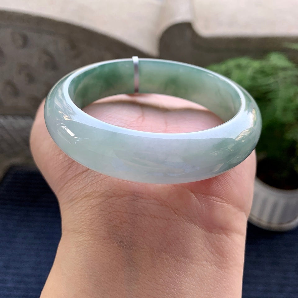 糯冰种半山水平安镯（57.7mm）（yc080845）