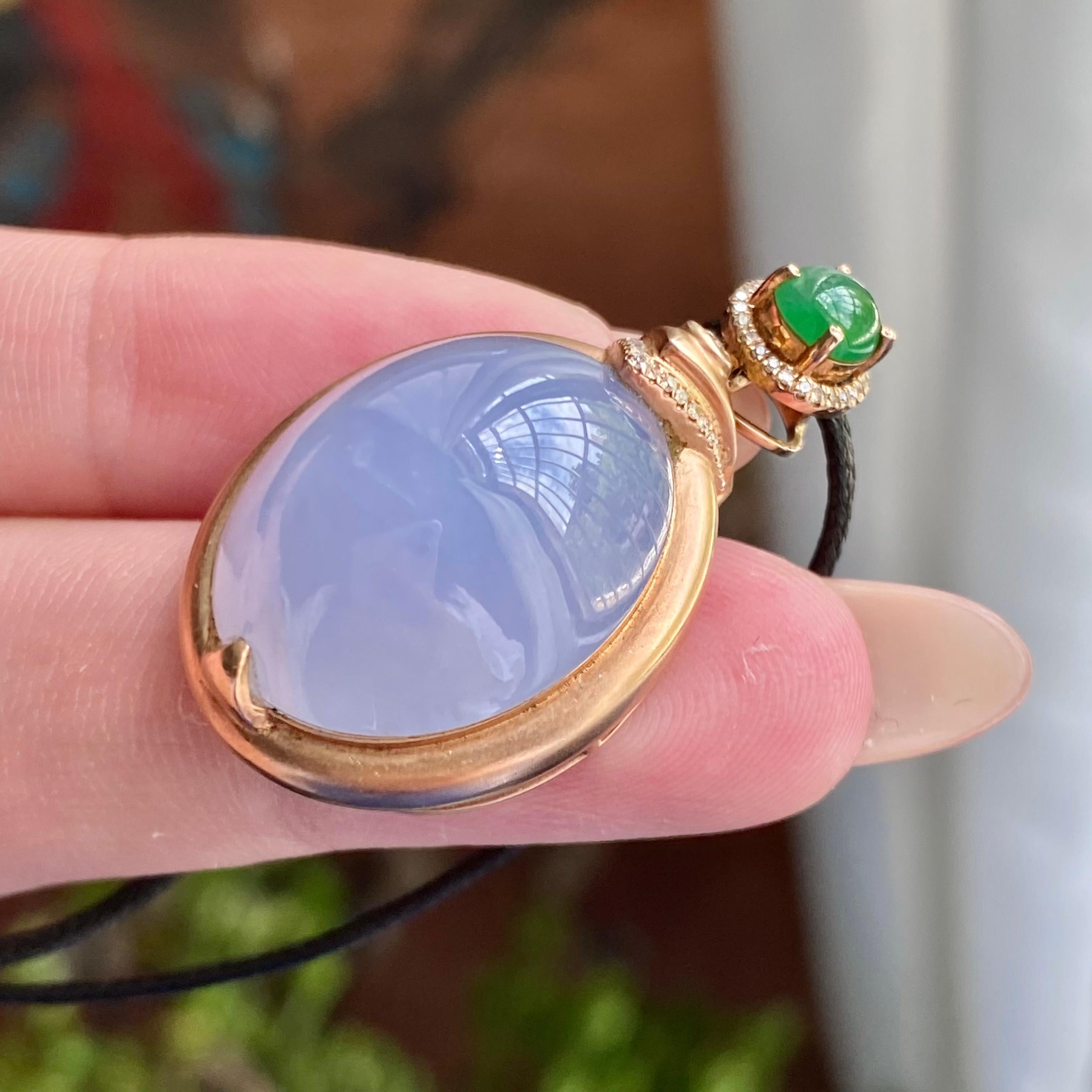 18k金镶冰种鸽子蛋紫罗兰吊坠（yc235116）