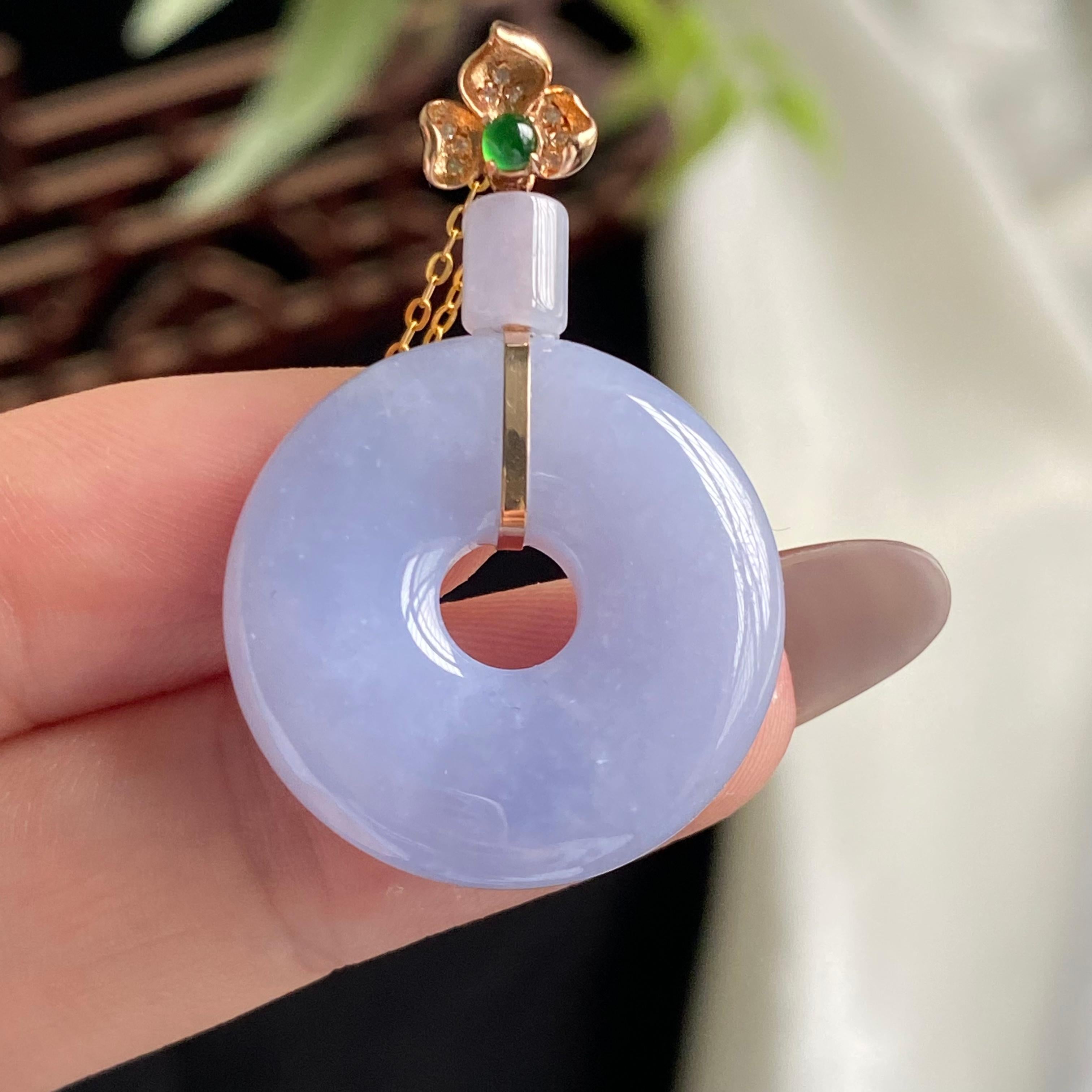 18k金钻镶细糯种紫罗兰甜甜圈吊坠（yc197327）