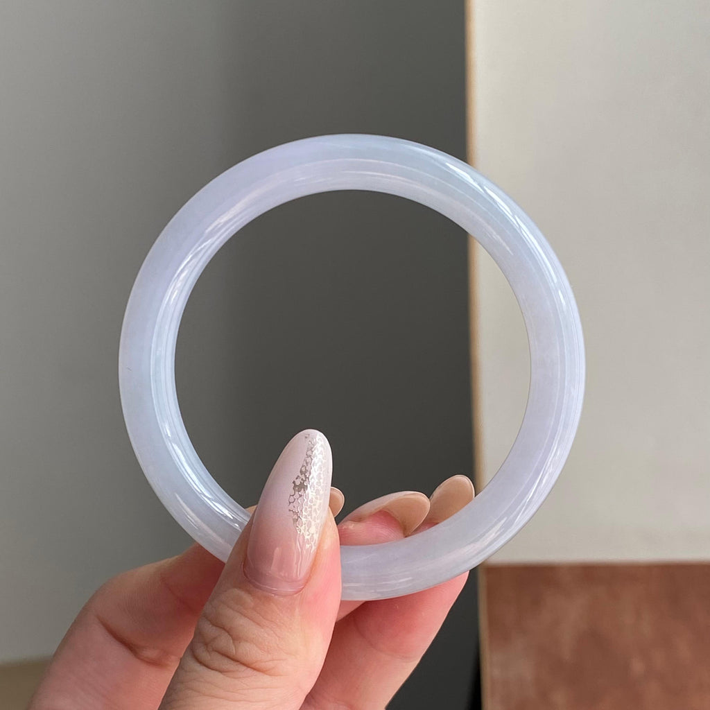 糯冰种春彩圆条手镯（56圈）（yc215999）