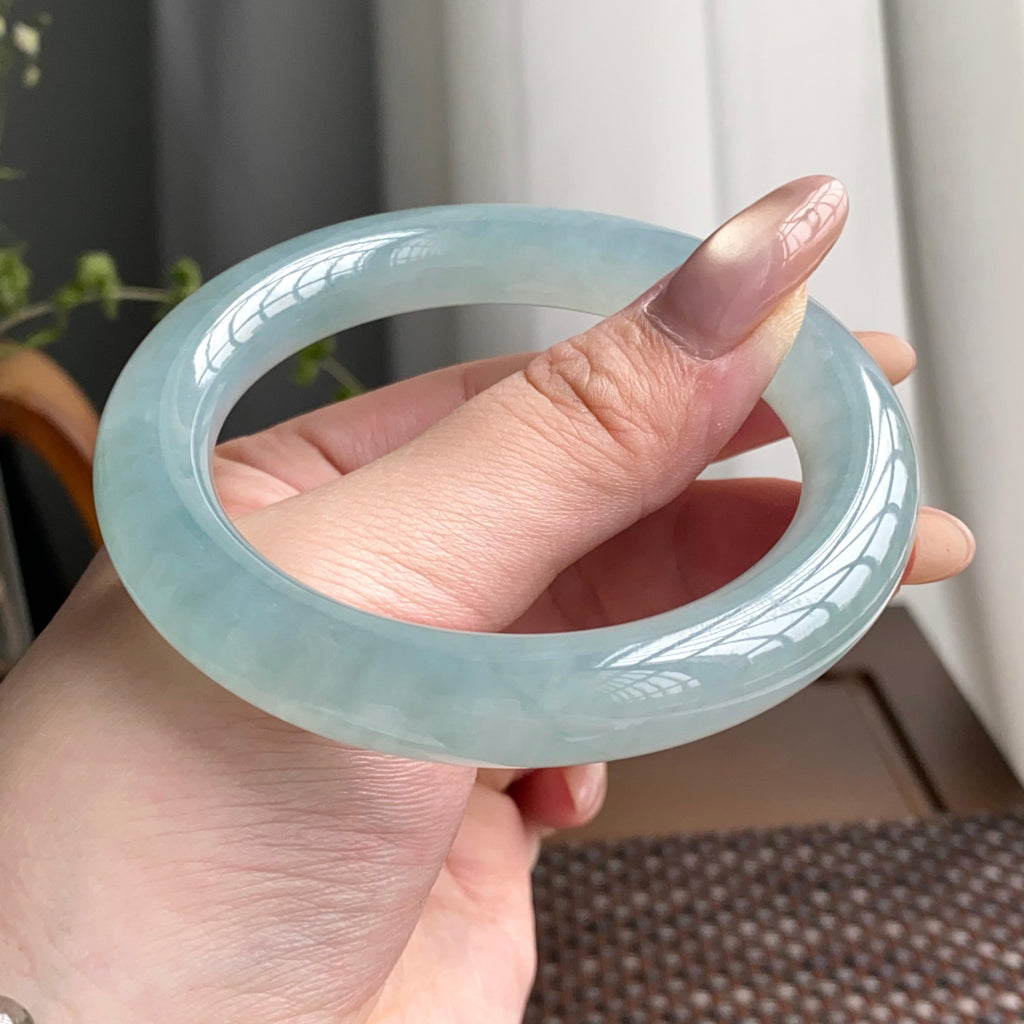 冰种蓝底圆条手镯（56圈）（yc247433）