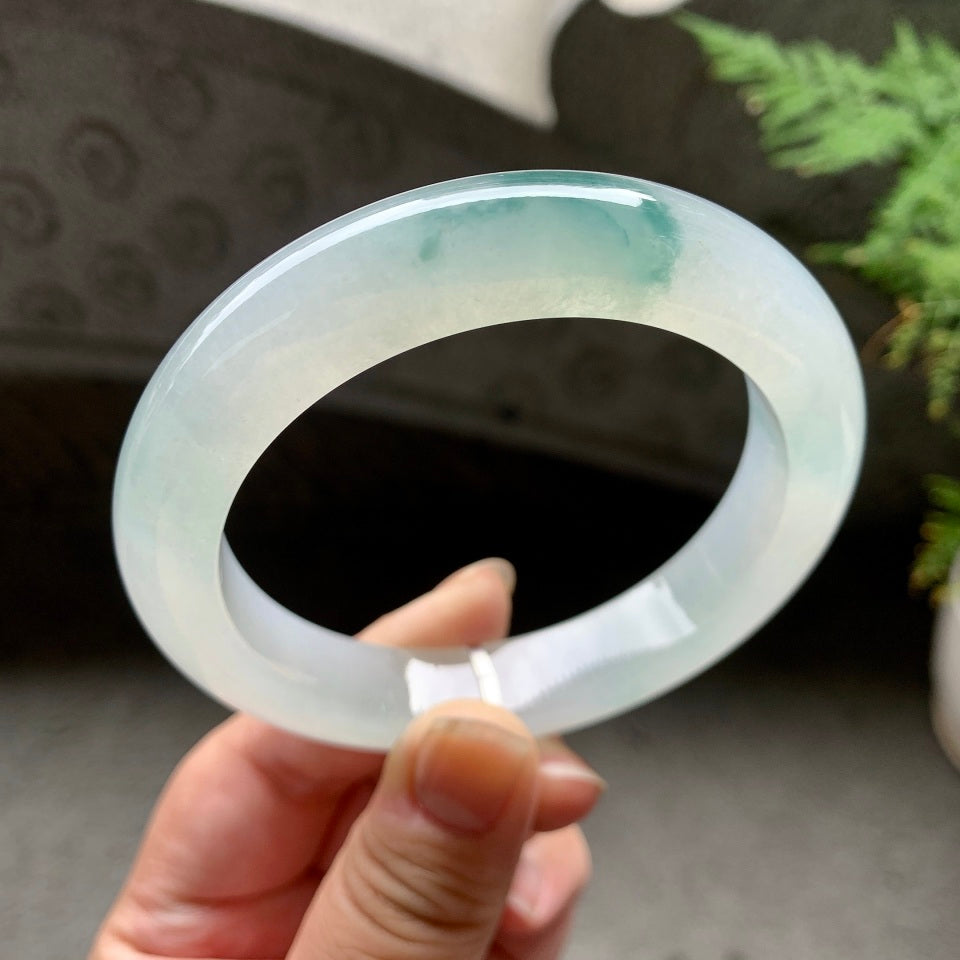 糯冰种飘花平安镯（61.7mm）（yc097043）