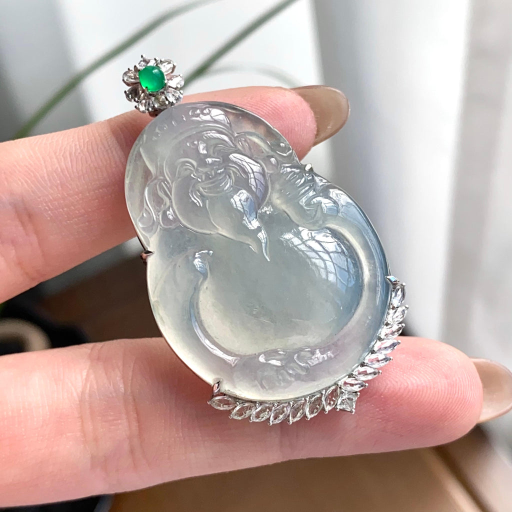 18k金钻镶冰种白月光财神吊坠（yc262704）