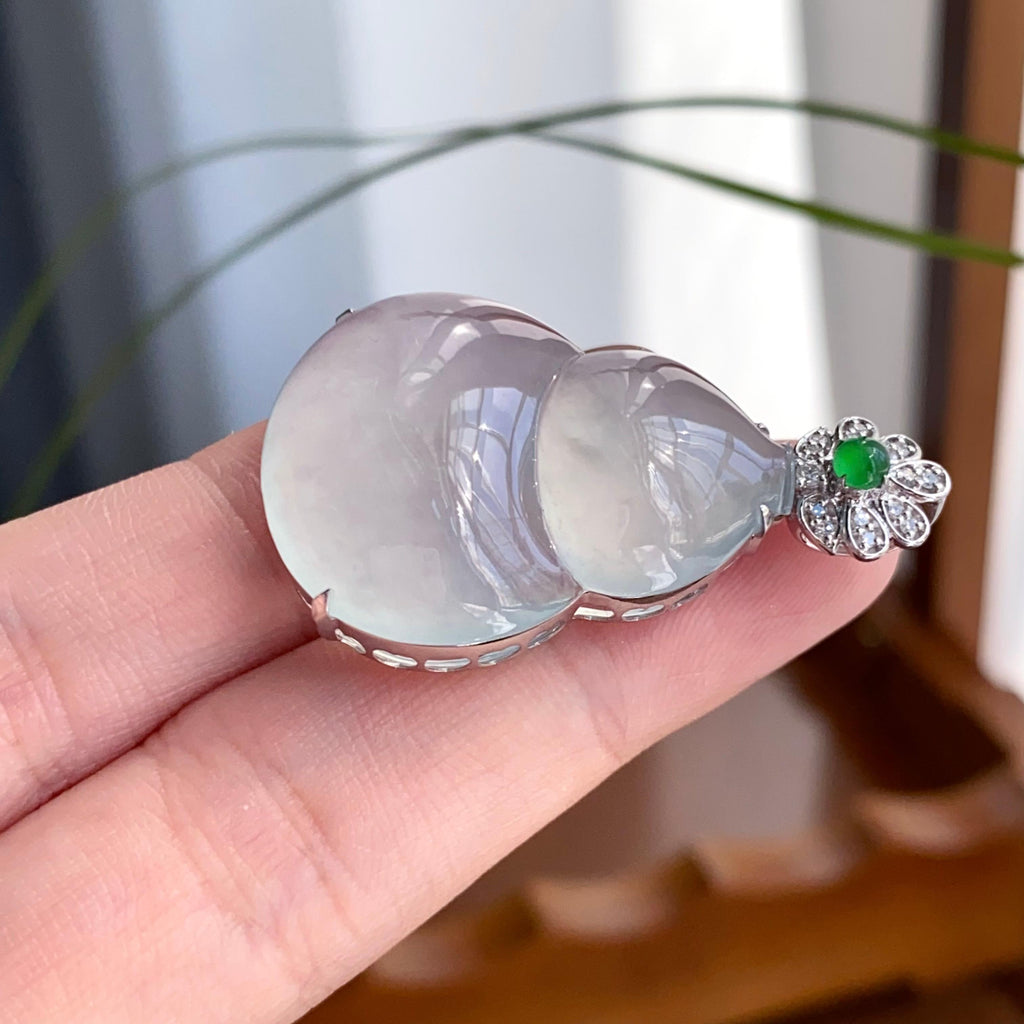 18k金钻镶冰种葫芦吊坠（yc256112）