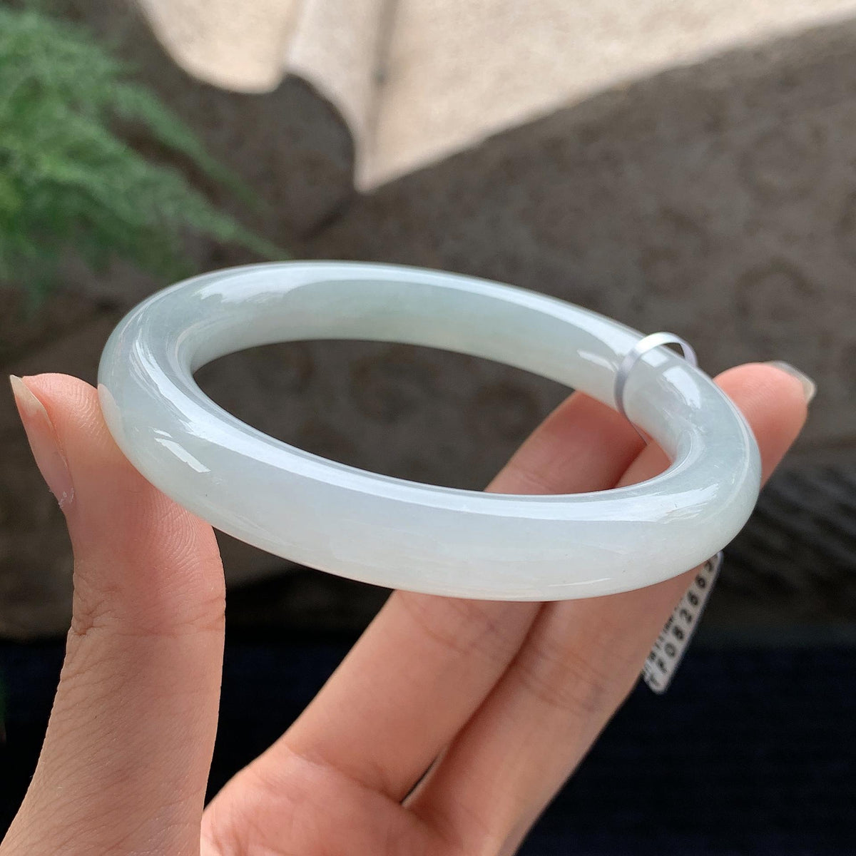 细糯种淡晴底圆条手镯 55圈 天然A货缅甸翡翠（yc694811）