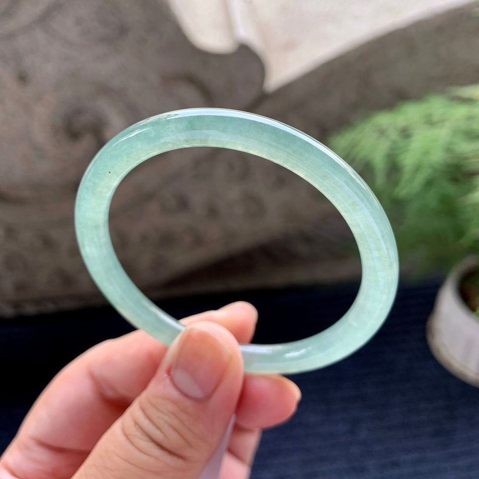 糯冰种晴水圆条手镯（53.3mm）（yc090917）