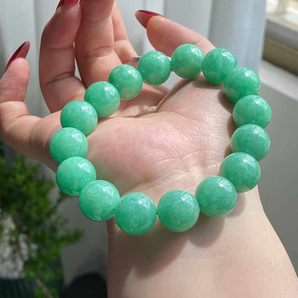 细糯种满绿单圈手串（16颗）（yc213539）