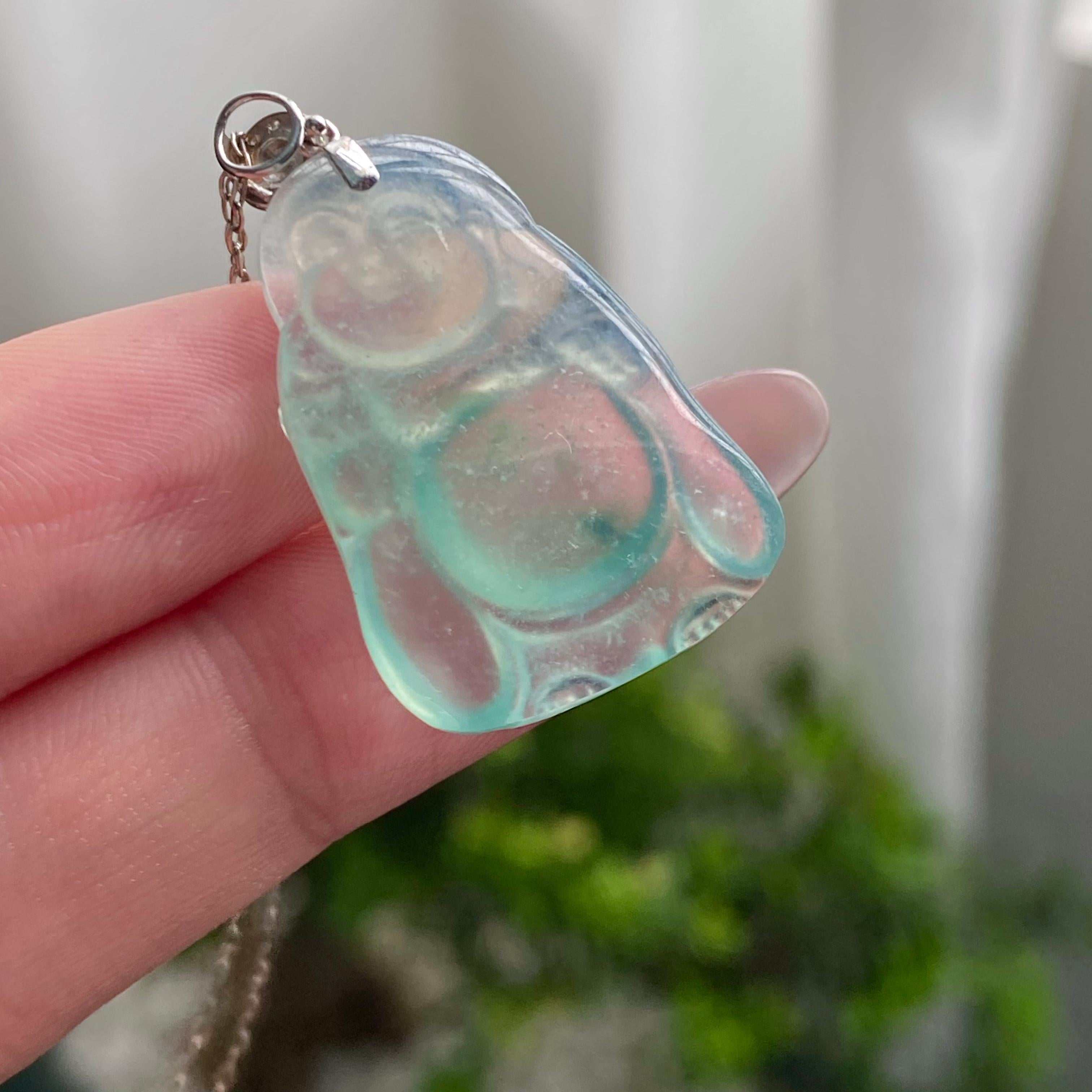 18k金钻镶冰玻种飘花佛公吊坠（yc200429）