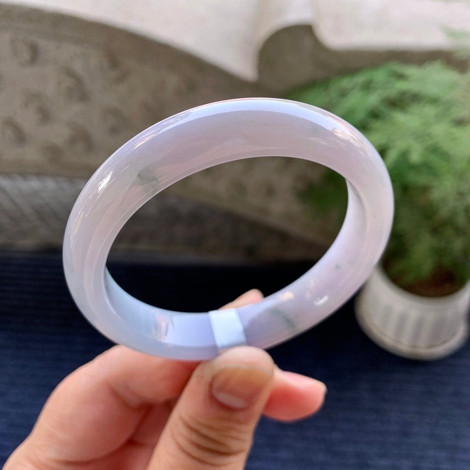 细糯种紫罗兰飘花平安镯（54.4mm）（yc079272）
